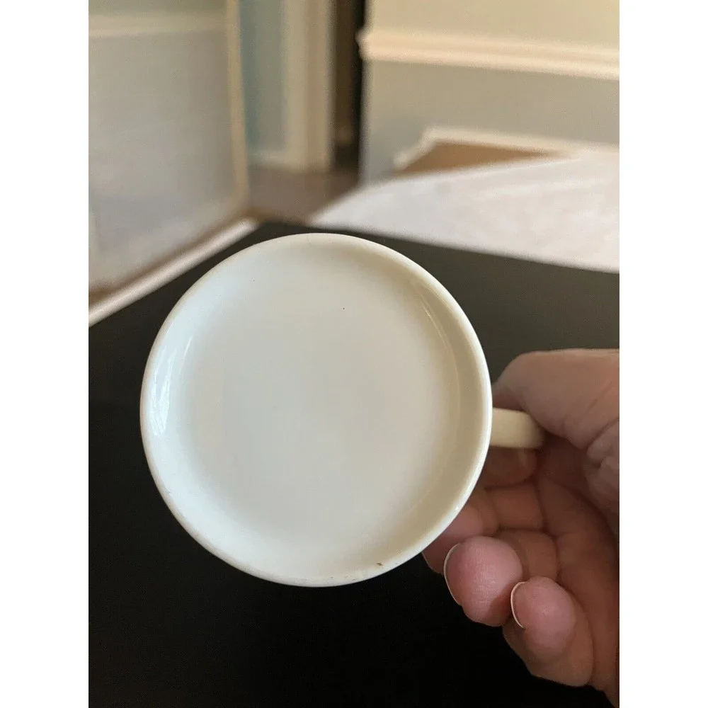 8pc Ceramic Green Floral Daisy Mugs with 9” Round Snack Plate